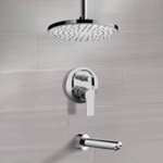 Remer TSF54 Tub and Shower Faucet Set with Ceiling Rain Shower Head